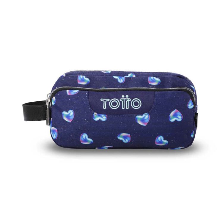 Estuche Totto 3 Cremalleras Glitter Corazones