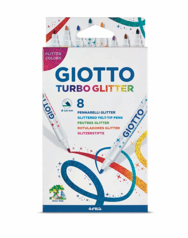 Retoladors Giotto Turbo Glitter 8 colors