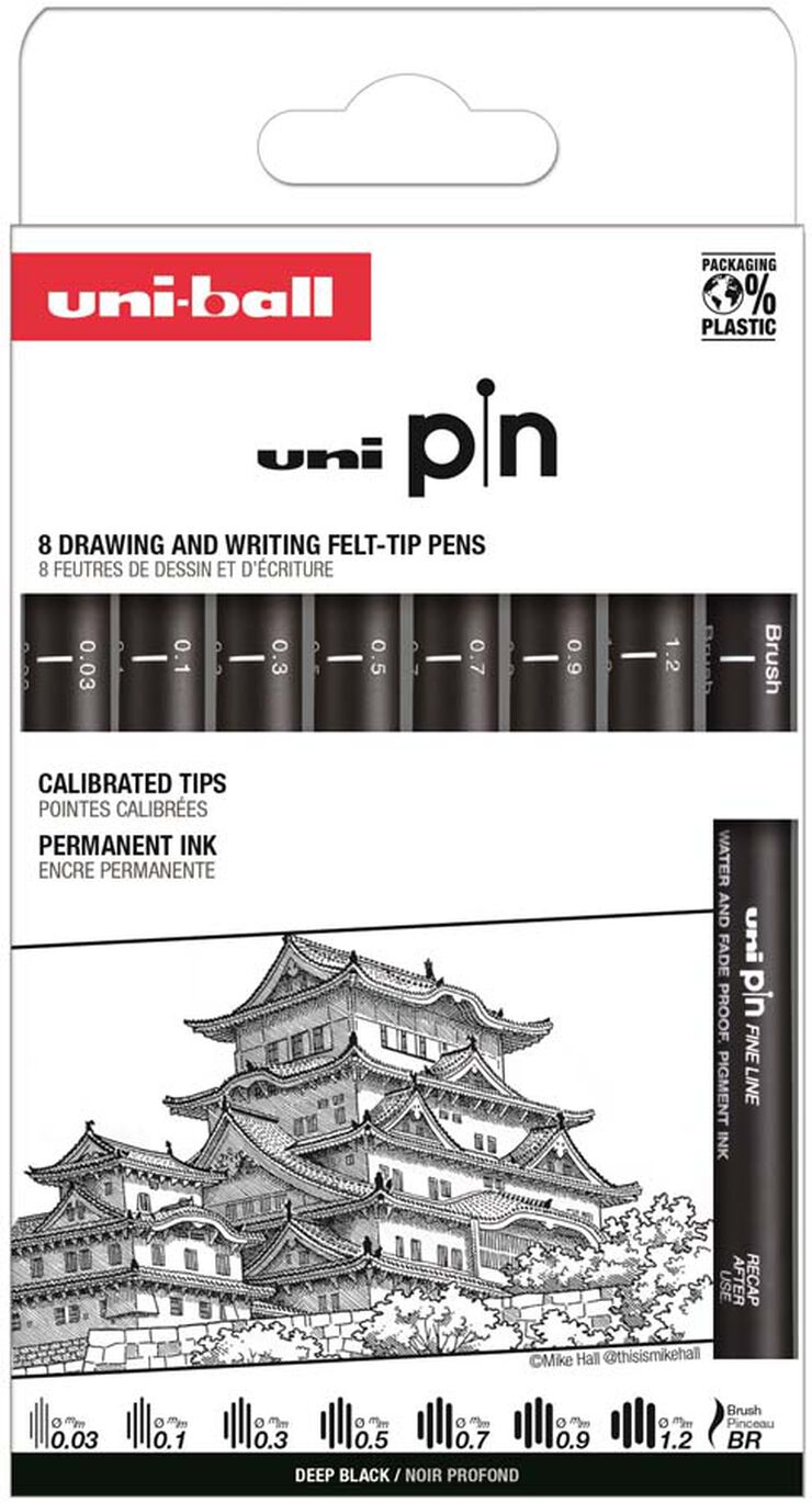 Rotuladores calibrados Uni Pin Classic I 8 piezas