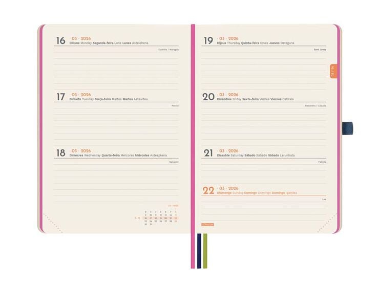 Agenda Finocam Design M4 sem/vista horizontal cat 2026 Imposible