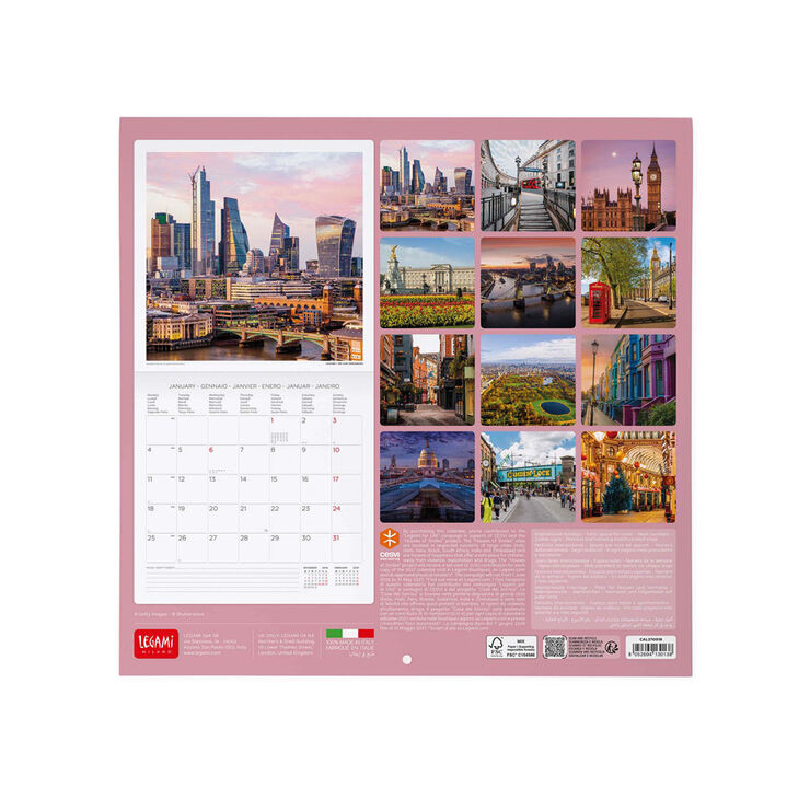 Calendario Legami 30x29 Pared London Multiling&uuml;e 2027