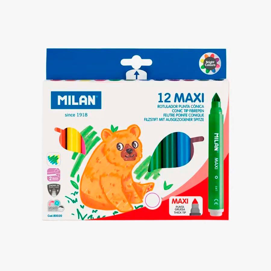 Rotuladores Milan Maxi 12 colores