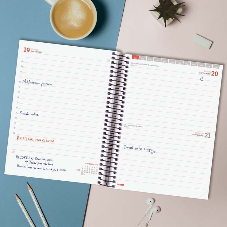 Agenda Finocam escolar espiral E10 setm/vista cas 2025-26 blau
