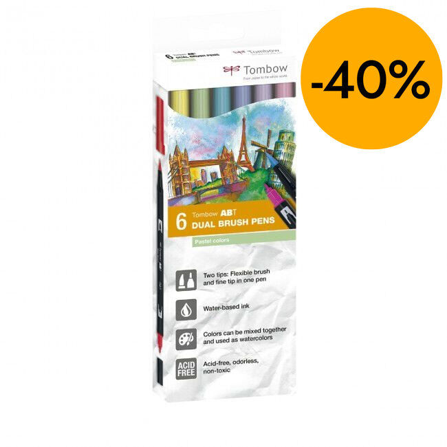 Retoladors Tombow Dual Brush pastel 6 colors