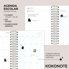Agenda escolar Kokonote dia/pàg anglès 2025-26 Cherry Dreams