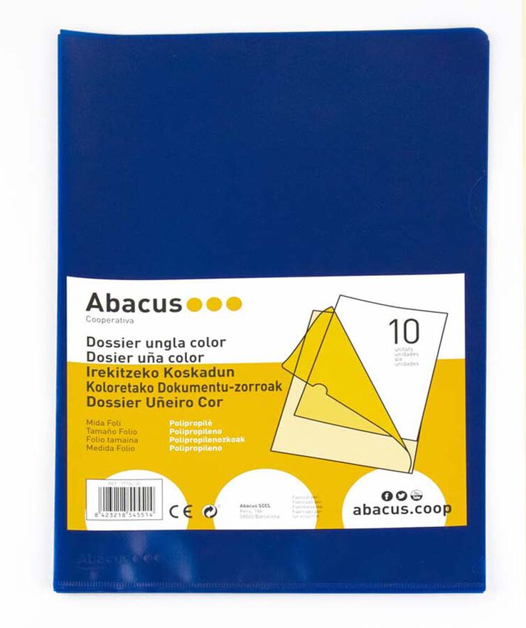 Dosier amb ungla Abacus PP Foli blau 10u