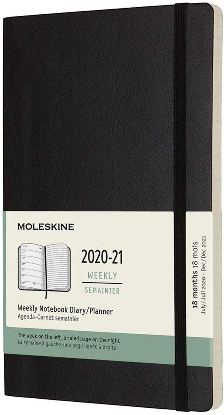 Agenda Moleskine 2020 - 2021 18 mesos Quadern Setmana Vistal L Setmana Vista Anglès Negre (13x21 cm)