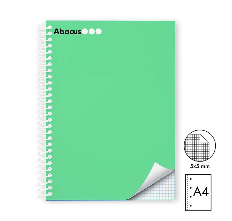 Notebook A4 Abacus tapa extradura 120 hojas 5x5 menta