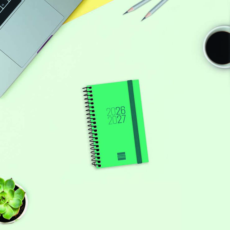 Agenda Escolar Finocam Esp.E3 Sem/Vista Catal&aacute;n 2026-27 Verde