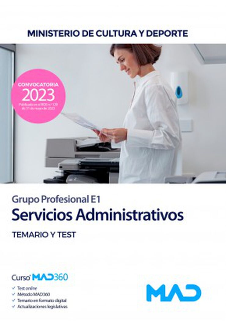 Servicios Administrativos (Grupo Profesional E1) Ministerio de Cultura y Deporte. Temario y test