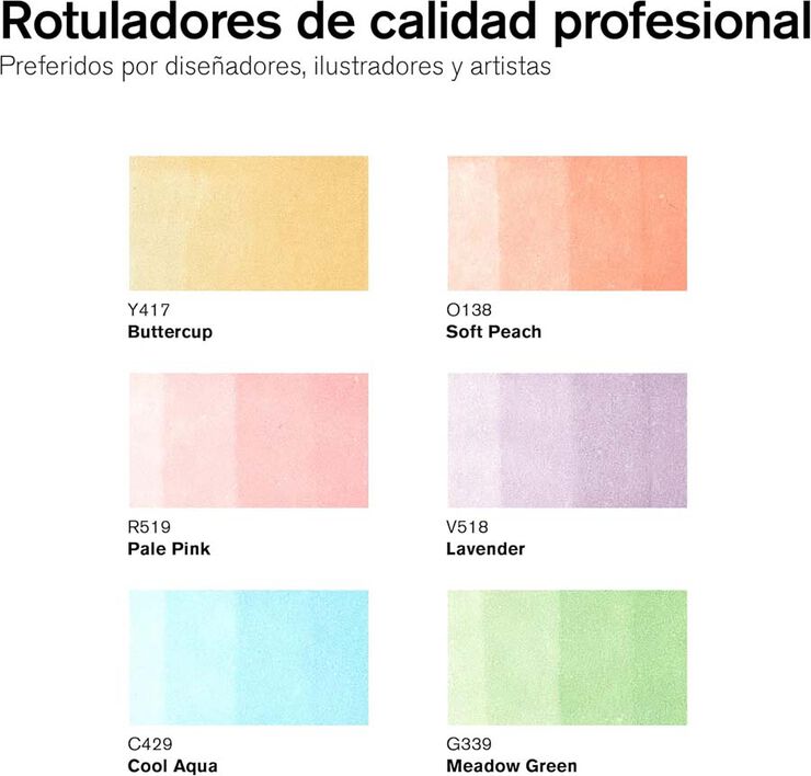 Rotuladores Promaker Winsor & Newton tonos pastel 6 colores