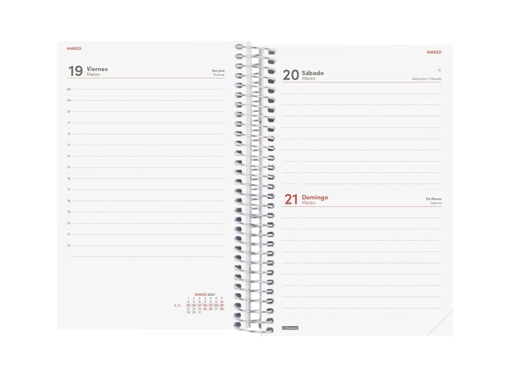 Agenda Finocam Year Dia P&agrave;gina 2027 Castell&agrave; Vermell
