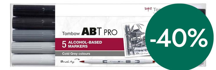 Rotulador Tombow Abt Proh Dual Brush grises fríos 5 colores