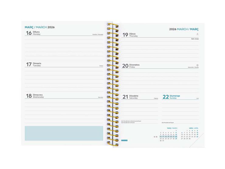 Agenda Finocam escolar Secundària 1/8 setm/vista cat 2025-26 tropic