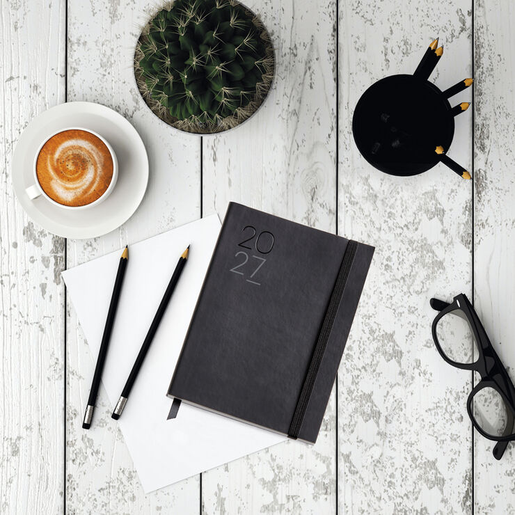 Agenda Miquelrius Journal Setmana Vista Catal&agrave; 2027 Luxor Negre