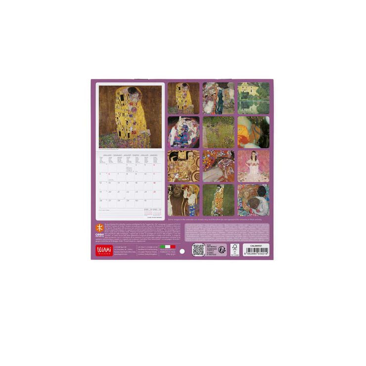 Calendario pared Legami 18x18cm 2026 Gustav Klimt