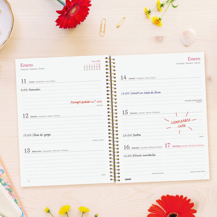 Agenda Finocam Design Collection Setmana Vista Horitzontal 2027 Castell&agrave; Lema