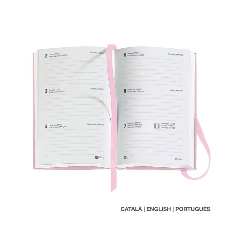 Agenda Miquelrius Passport 9x14 setm/vista català 2026 Cheste rosa