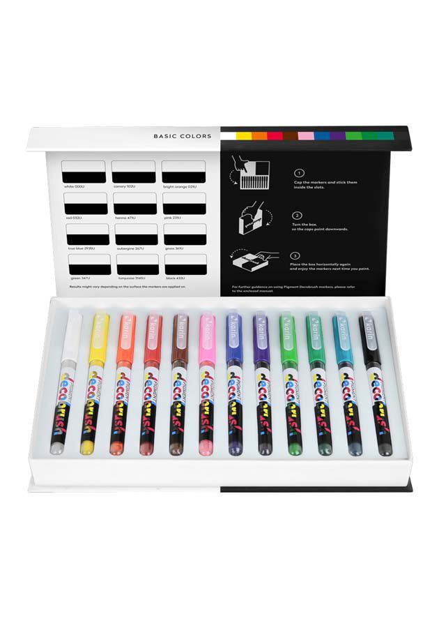 Rotuladores Karin Brushmarker Pigment Decobrush basic 12colores
