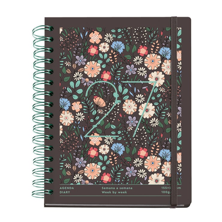Agenda Miquelrius Plus Wire-O Setmana Vista Multiling&uuml;e 2027 Liberty Brown