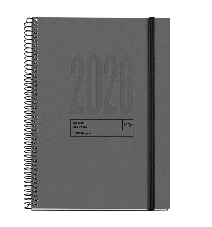 Agenda Espiral Miquelrius Plus día/pág catalán 2026 Recycled grafito