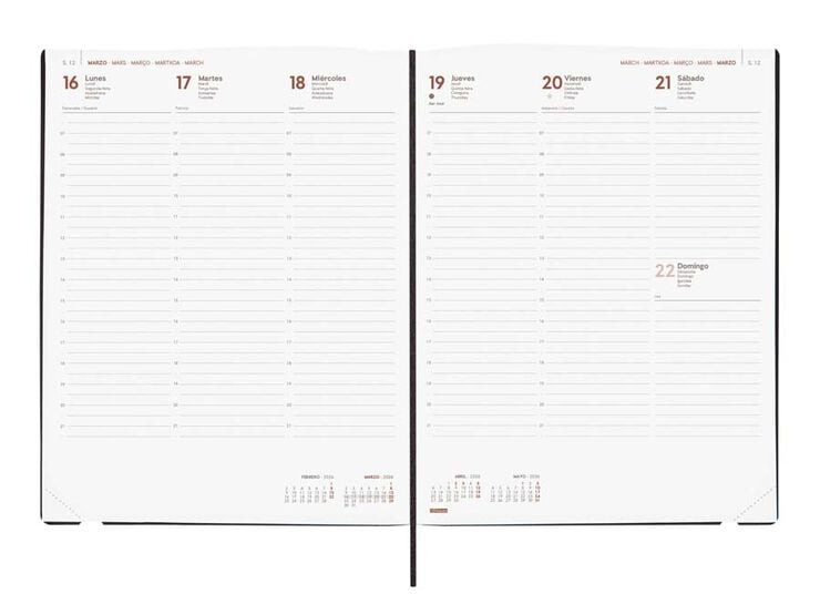 Agenda Finocam Mara Y12 sem/vista vertical cas 2026 negro