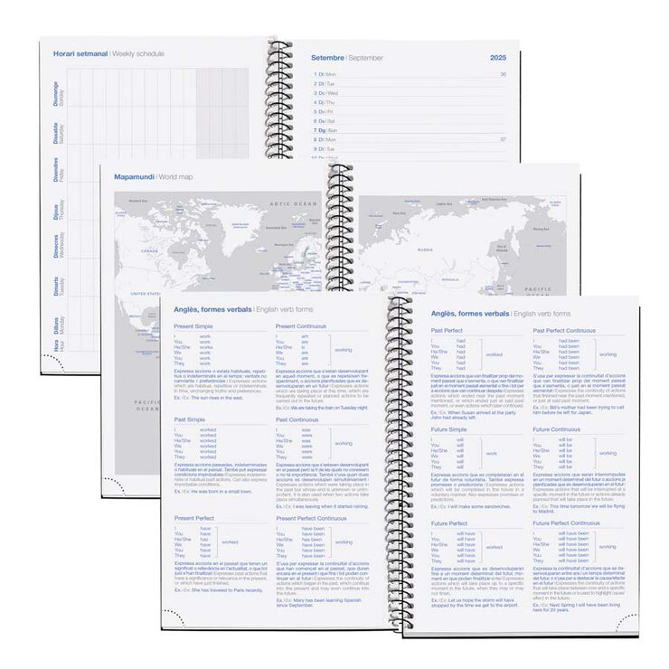 Agenda escolar Miquelrius Plus setm/vista cat 2025-26 Basic blau marí
