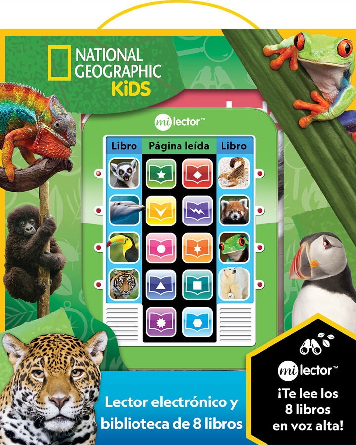 National Geographic Kids Mi lector Lector electr&oacute;nico y biblioteca de 8 libros &iexcl;Te lee los libros en voz alta! PI Kids