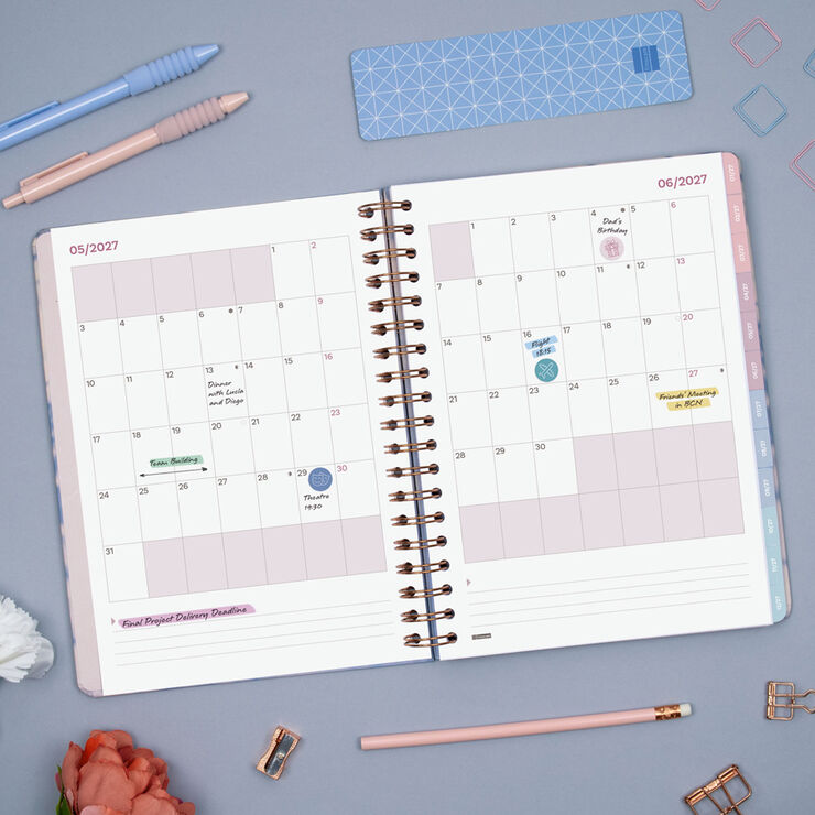 Agenda Finocam Optimal Semana Vista Horizontal 2027 Multiling&uuml;e Gris