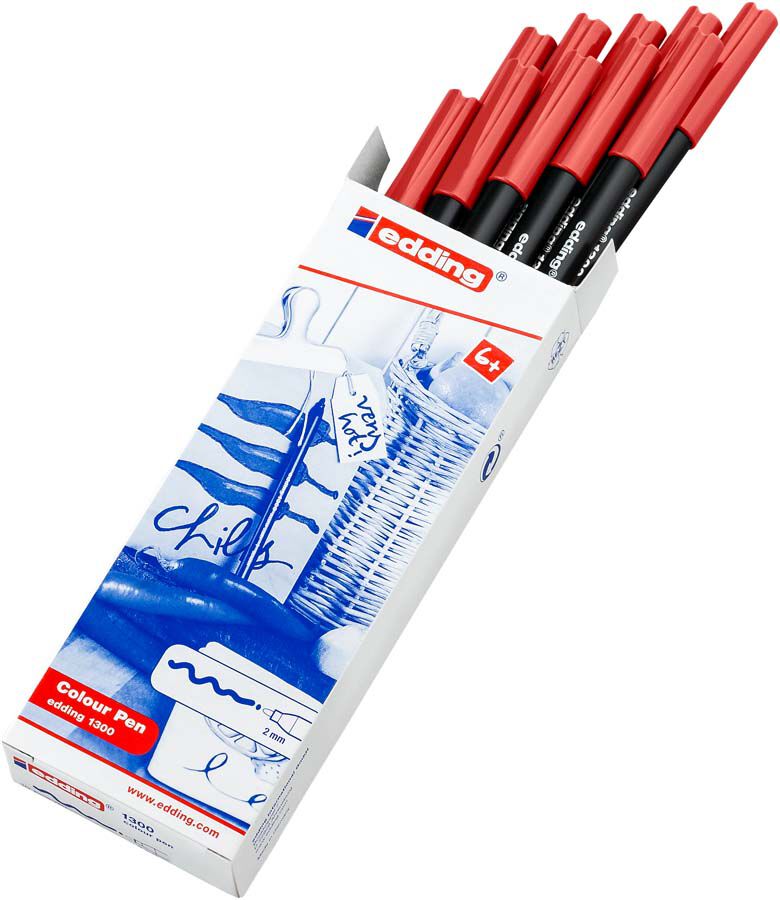 Rotulador Edding 1300 rojo - Caja 10 unidades