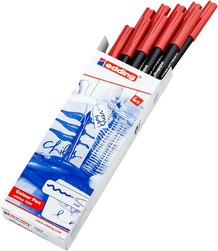 Rotulador Edding 1300 rojo - Caja 10 unidades