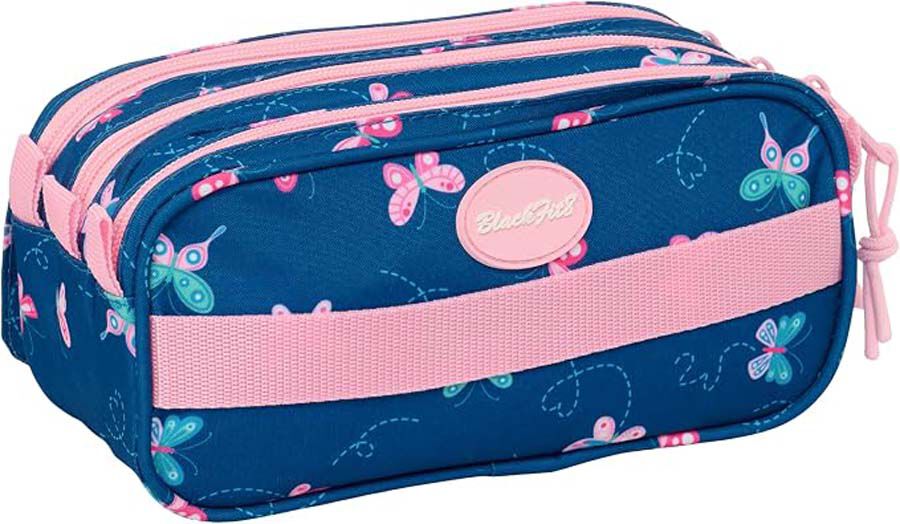 Estuche Triple Safta BlackFit8 Mariposas