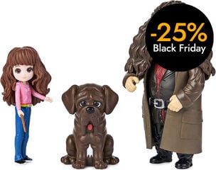 Harry Potter Friendship Set: 2 Muñecos Hermione Granger y Rubeus Hagrid con 1 Criatura 7cm