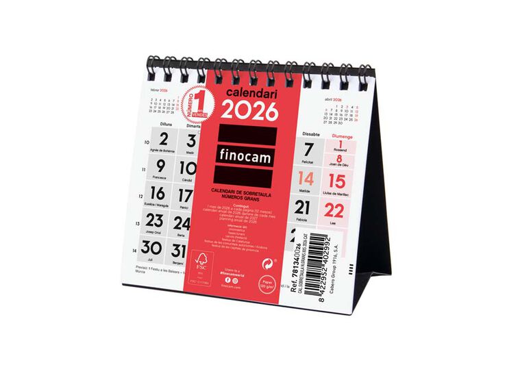 Calendari sobretaula Finocam Números grans XXS 2026 català