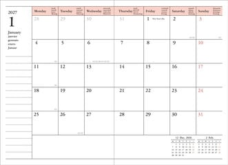 Agenda Mark's 18 Mesos A6 Setmana/Vista Multiling&uuml;e 2026-2027 Japan Ona