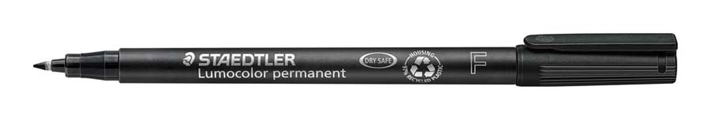 Rotuladores permanentes Staedtler Lumocolor punta F negro 10u