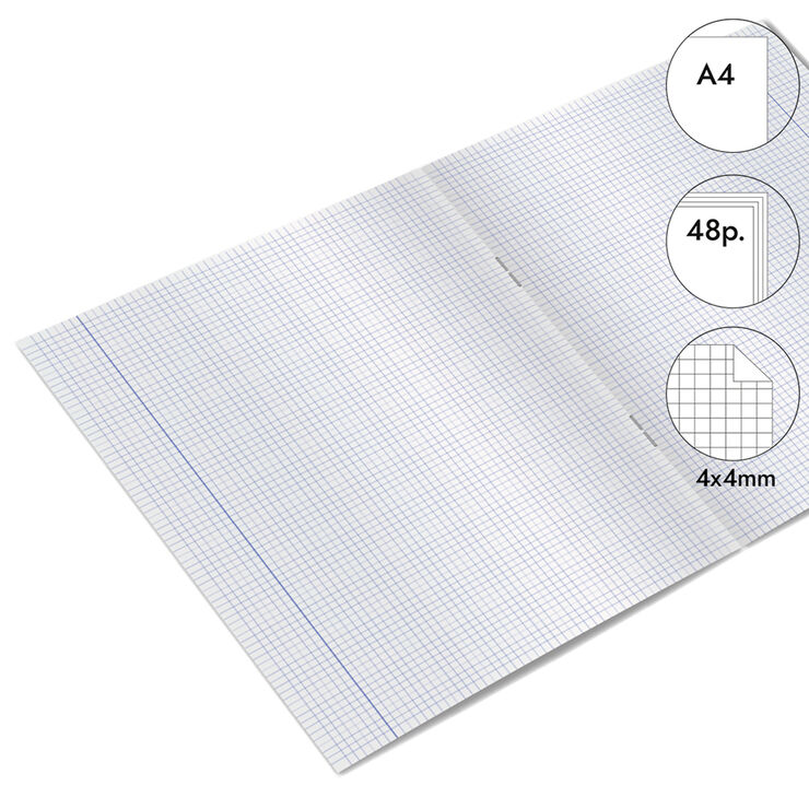 Libreta grapada Abacus A4 48 hojas 4x4mm lila