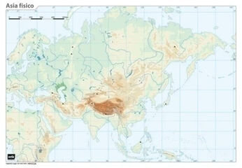 Mapa mudo f&iacute;sico Asia (Color) - Pack 50 uds