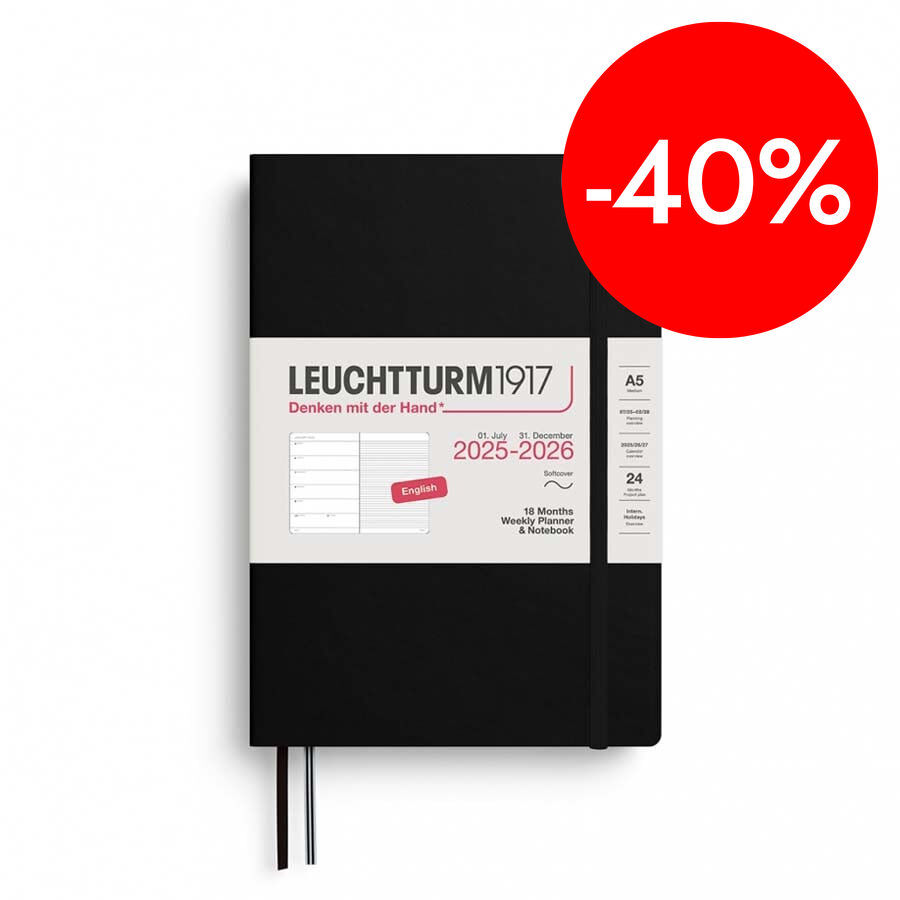 Agenda 18 meses Leuchtturm A5 sem/vista 2026 negro