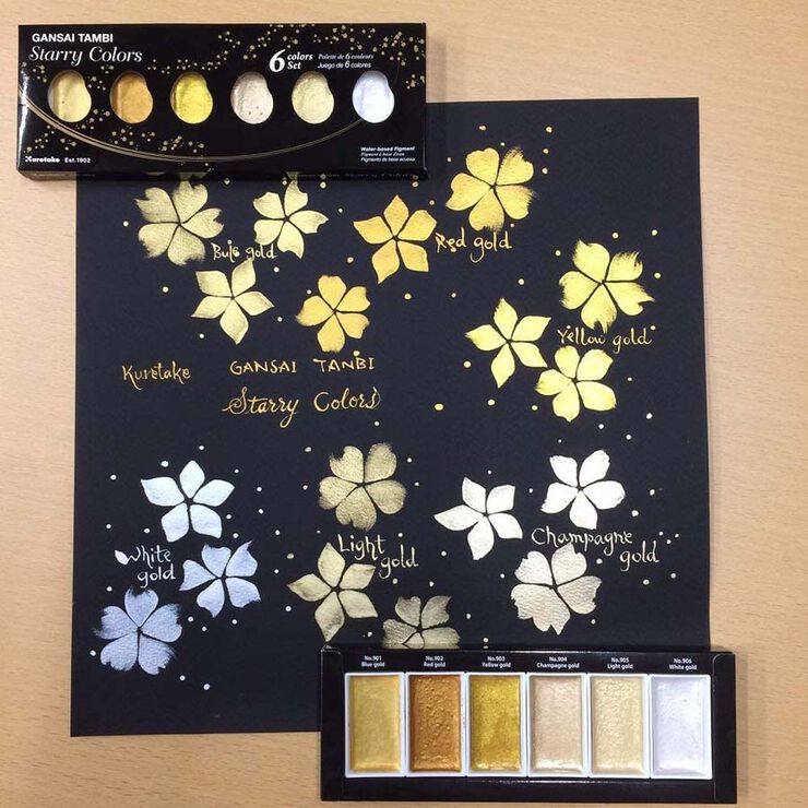 Acuarelas Kuretake Gansai Tambi Starry 6 colores