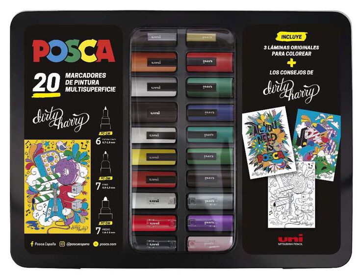 Maletín Posca 20 rotuladores set Dirty Harry