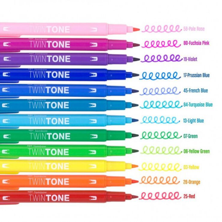 Rotuladores Tombow TwinTone Dual Arco Iris 12 colores