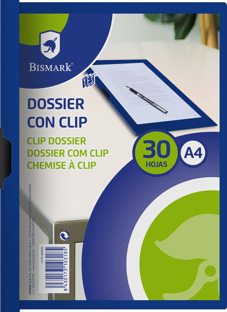 Dossier Bismark Clip 30 fulls Blau