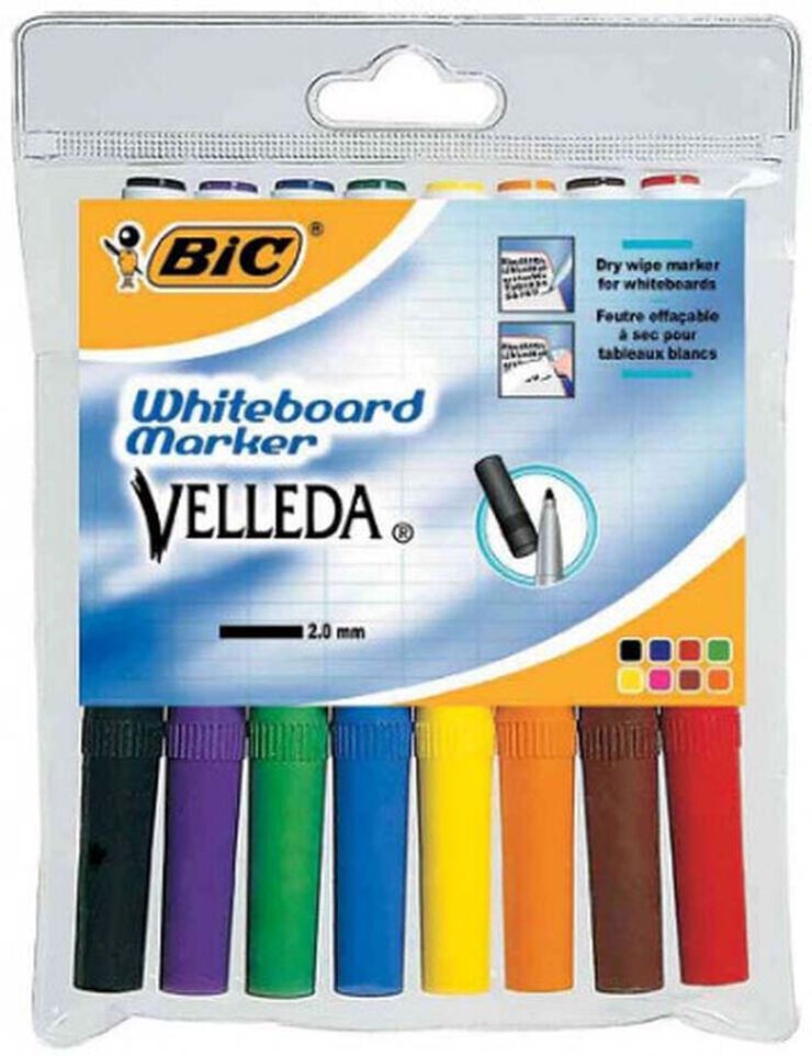 Retoladors de pissarra blanca Bic Velleda 8 colors