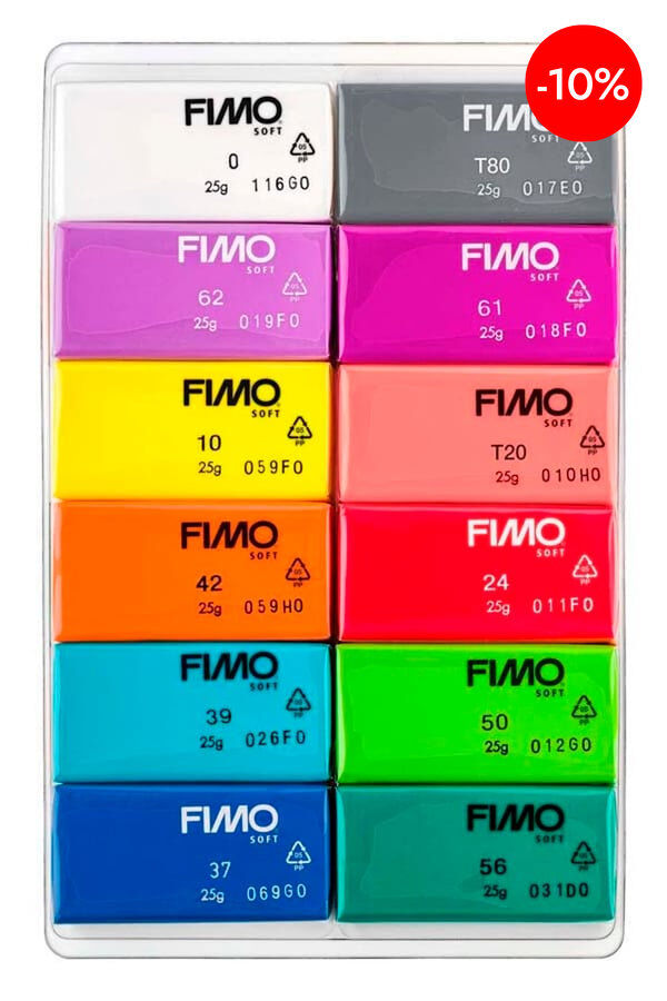 Pasta para modelar Fimo Soft 300g brillante 12 colores