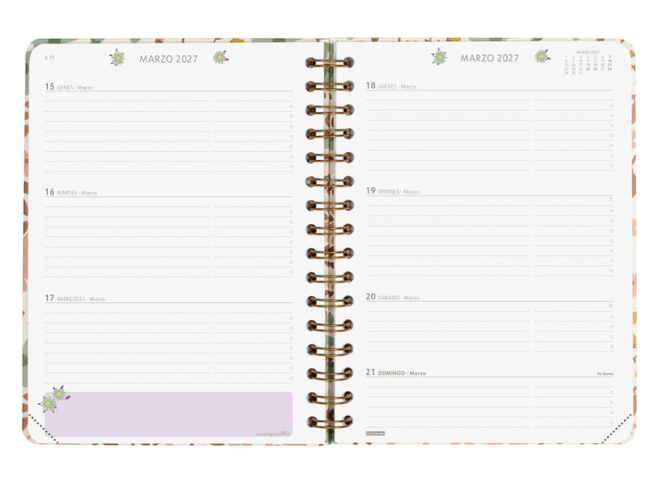 Agenda Finocam Moniquilla Semana Vista Horizontal 2027 Castellano Rosa