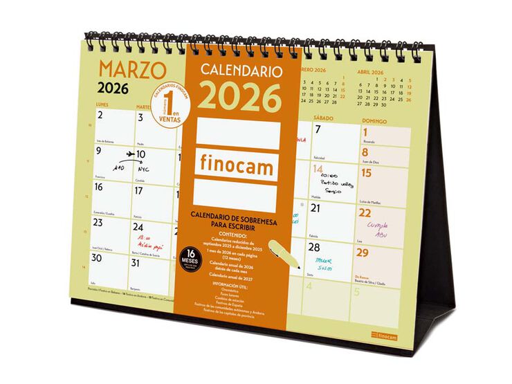 Calendario sobremesa Finocam Escribir Grafik S 2026 castellano