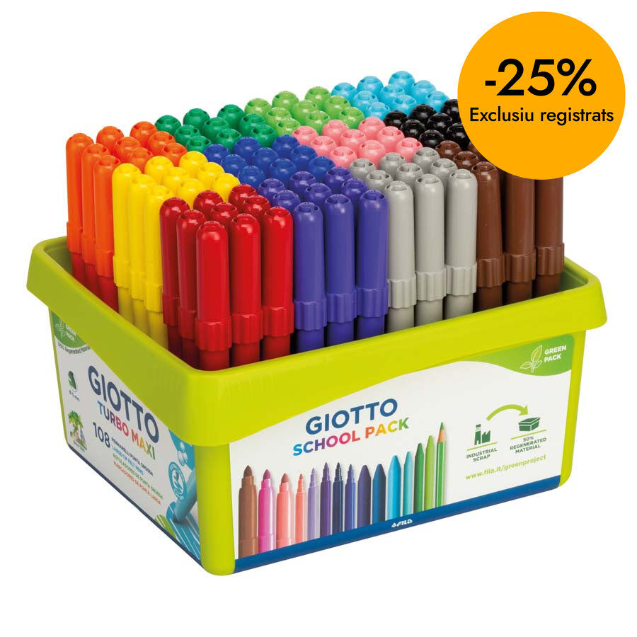 Rotuladores de colores Giotto Turbo Maxi 108u caja escolar