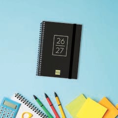 Agenda Escolar Finocam Secundaria 1/8 D&iacute;a/P&aacute;gina Castellano 2026-27 Negro