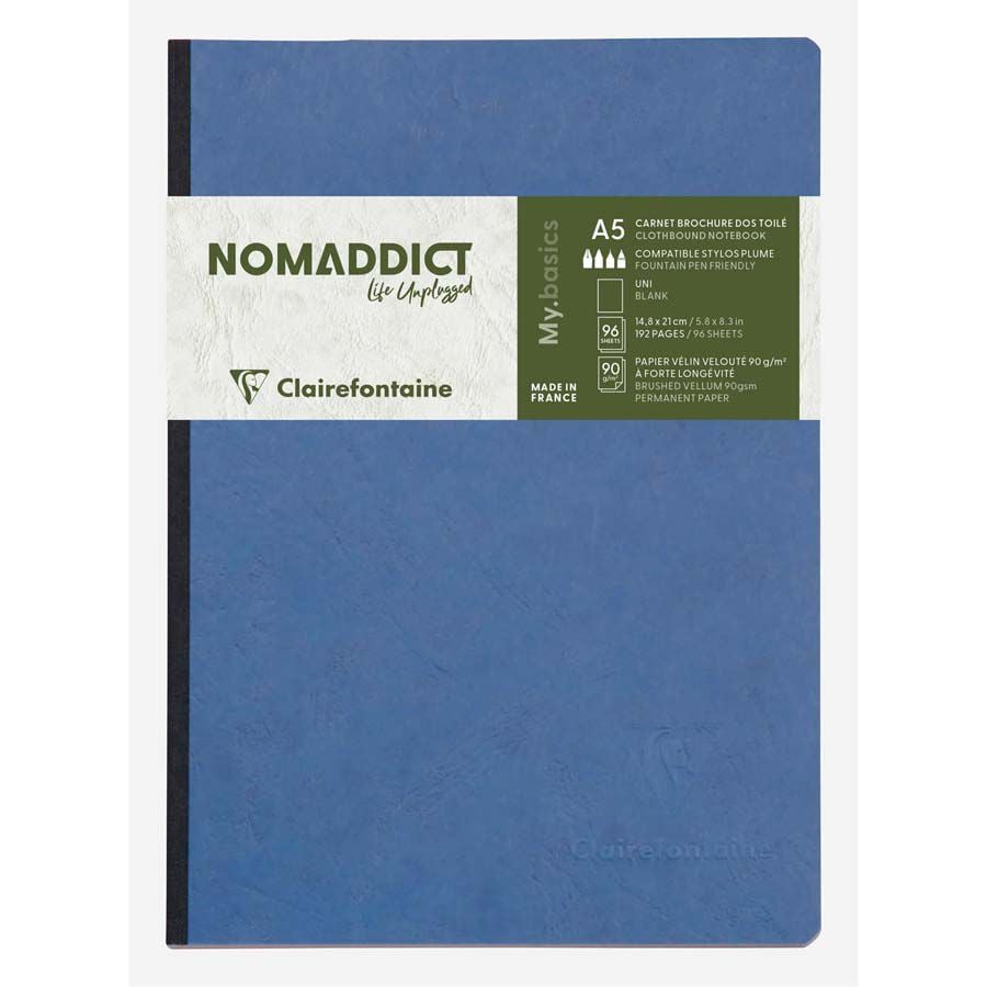 Libreta cosida Nomaddict A5 96 hojas liso azul
